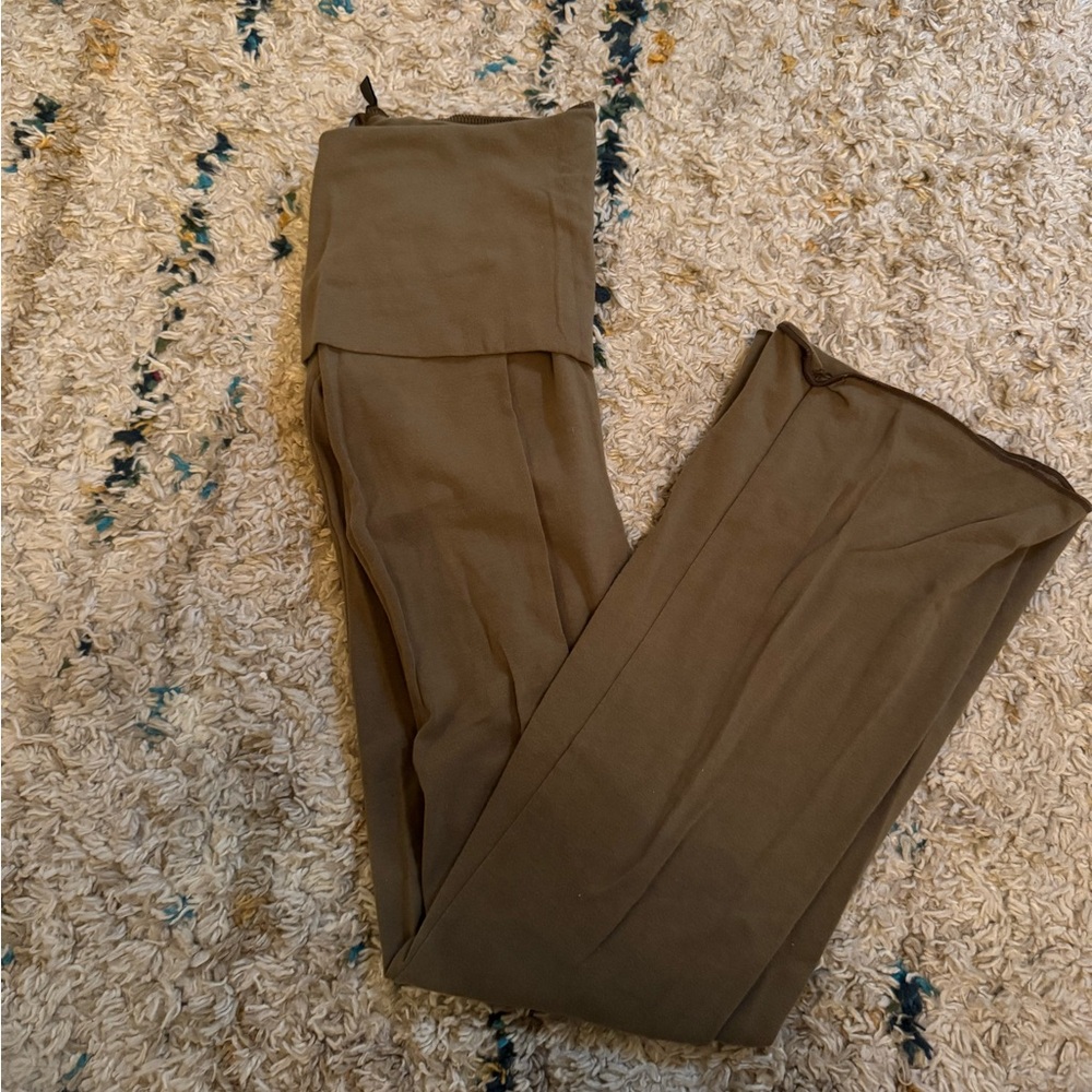 SKIMS Olive Wide Leg Fold over Pants set